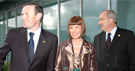 Leire Ereo, Juan Jose Ibarretxe y Joxe Juan Gonzlez de Txabarri entrando a la nueva sede