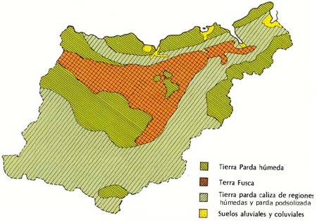 Mapa de Gipuzkoa describiendo los diferentes tipos de suelo